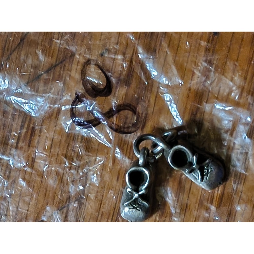 Vintage 925 Sterling Silver Baby Shoes Charm Pendant Booties Pair